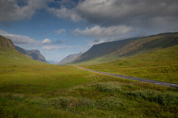 Fototapeta na wymiar A82 road through Glencoe in the Scottish Highlands