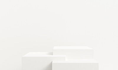 Minimalist white 3d podium scene. abstract white geometry shape background. Minimal cosmetic background for product presentation. 3d rendering. © CreatifyStudio