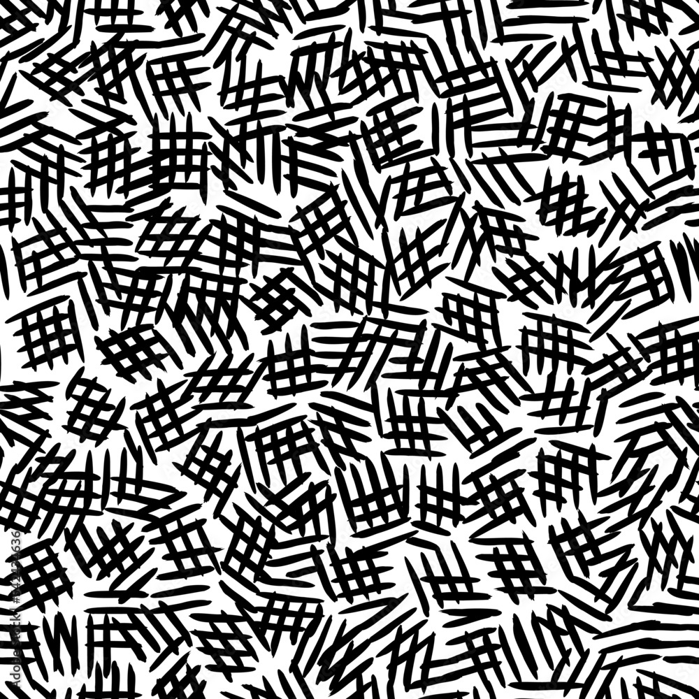 Poster abstract seamless hand drawn irregular pattern. vector background illustration. black and white tile