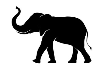 Silhouette of a large adult elephant. Indian elephant. An African elephant. Wild Elephant
