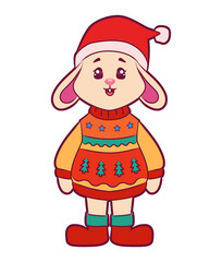 Bunny character cartoon in winter season