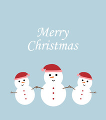 illustration of a christmas card with snowmen. Template for printing on banners, signs and for social networks.

