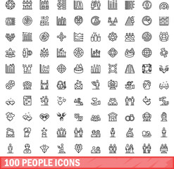100 people icons set. Outline illustration of 100 people icons vector set isolated on white background