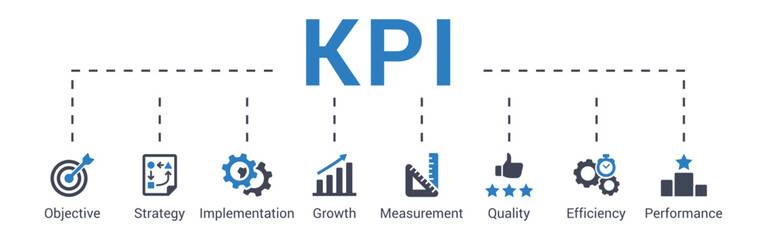 Key Performance Indicator - KPI concept vector illustration with keywords and icons