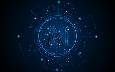 Abstract AI or artificial intelligence symbol. Modern futuristic AI technology circuit board concept.
