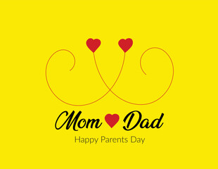 Happy parents day with lovely heart t-shirt design and card design