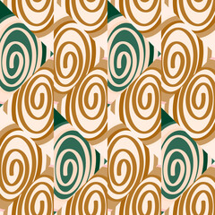 Seamless pattern in the spirals of a mosaic in retro style. Decorative abstract circle vintage ornament
