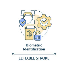 Biometric identification concept icon. Digital wallet. Secure online banking feature abstract idea thin line illustration. Isolated outline drawing. Editable stroke. Arial, Myriad Pro-Bold fonts used