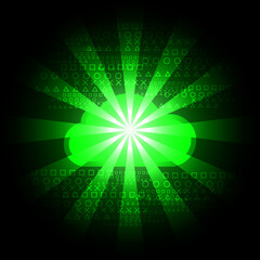 Abstract vector digital wireless technology background with cloud shape and sunbeam lights effect on dark backdrop for Hitech background.
