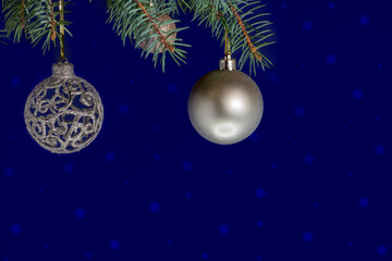 Fototapeta na wymiar New Year banner with Christmas balls.
