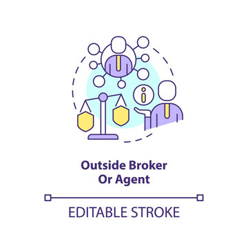 Outside broker concept icon. Independent agent. Insurance services seller. Coverage abstract idea thin line illustration. Isolated outline drawing. Editable stroke. Arial, Myriad Pro-Bold fonts used