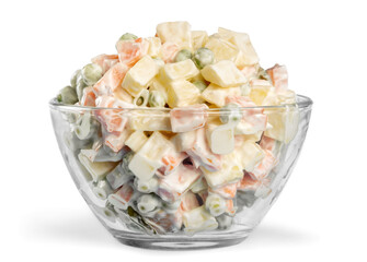 Russian traditional salad, closeup