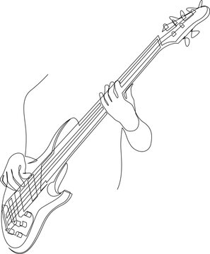 bass guitar line art playing clip art preview