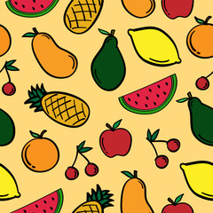 fruits collection seamless pattern background