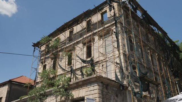 Abandoned Building after Bosnian War, Establishing Shot