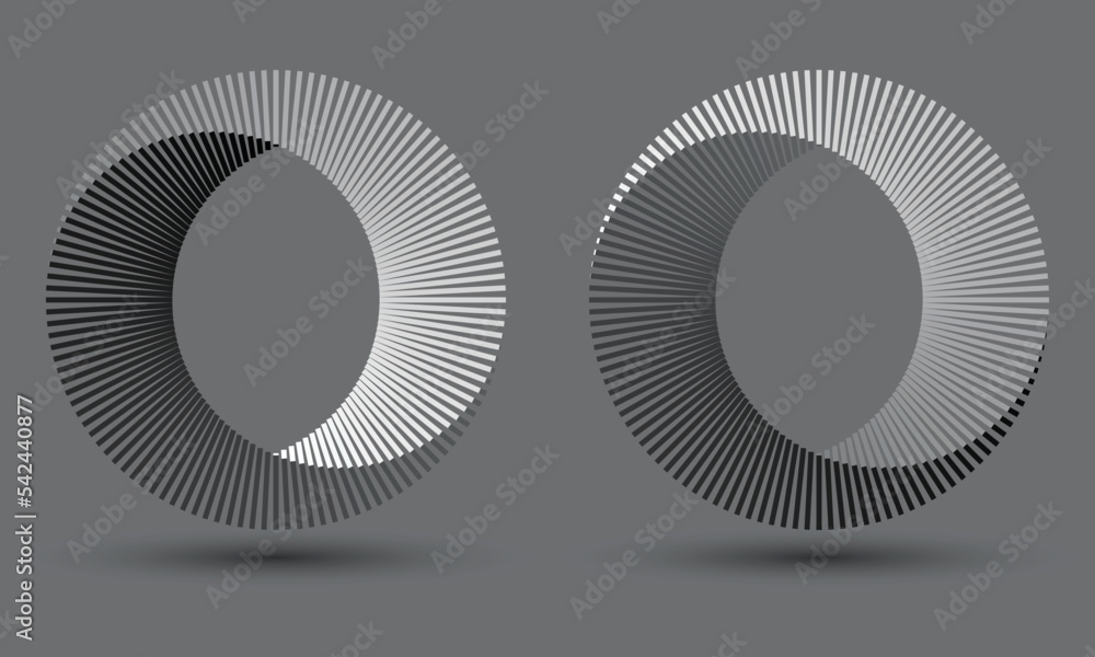 Poster circle abstract background. yin and yang symbol. illusion of dynamic transition. only black and whit