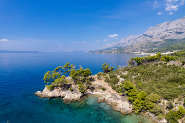 Amazing coast in Brela on Makarska Riviera, Dalmatia, Croatia
