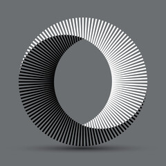 Black and white lines in circle abstract background. Yin and yang symbol. Dynamic transition illusion.