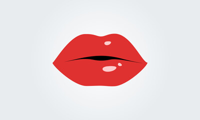 Lips red beautiful woman model. Cosmetic, Beauty Fashion Vector illustration
