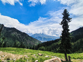 Top View of Mountains and Blue Clouds at The Desan Meadows Mountain 
