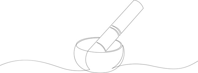 Continuous line drawing of singing bowl. Vector illustration.