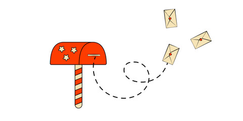 Christmas Mail Letter to Santa Claus Letters flying into the Mailbox