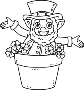 leprechaun in flower pot welcoming clip art preview