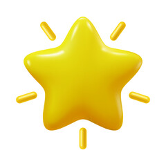 Fototapeta premium Shining and glowing star with rays, isolated celestial body. Radiant golden shape with twinkling and sparkling effect. Vector in three dimensional 3d style