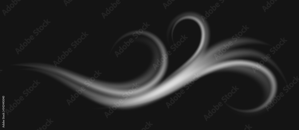 Poster blowing or howling wind moving smoke or vapor. isolated air current with swirls and whirls. gale and