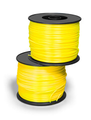 Electric screened cable with wires isolated on white