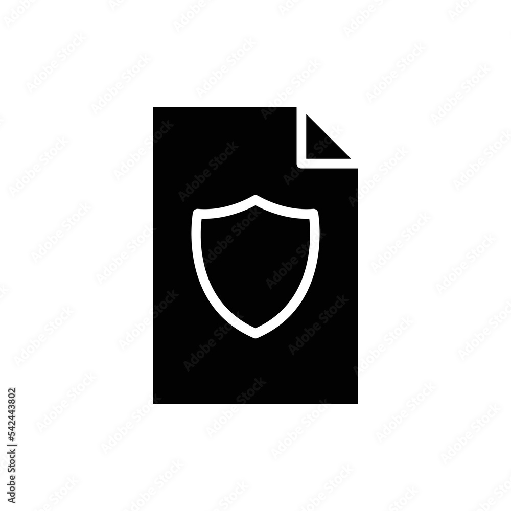 Poster Paper document glyph icon illustration with shield. icon related to protect document, protect file. Simple vector design editable. Pixel perfect at 32 x 32