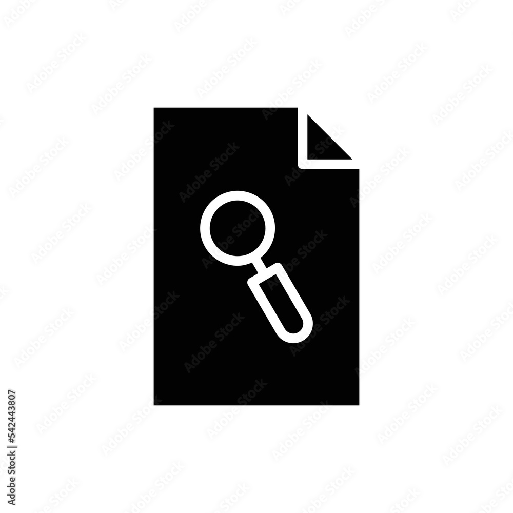 Aufkleber paper document glyph icon illustration with search. icon related to search document, search file. si