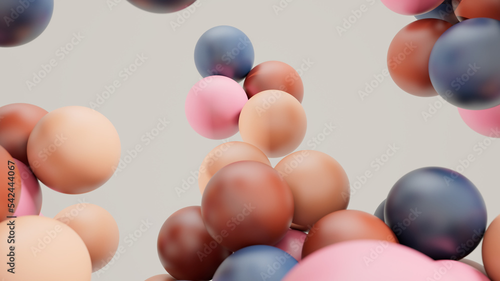 Poster minimal simple and beautiful color abstract background. multicolor 3d spheres or balls floating. bea