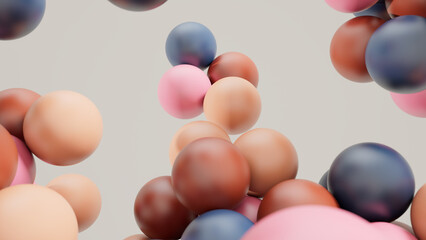 Minimal simple and beautiful color abstract background. Multicolor 3d spheres or balls floating. Beautiful fashion wallpaper or template. 3d rendering