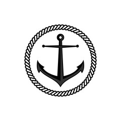 Simple anchor inside a circle rope logo