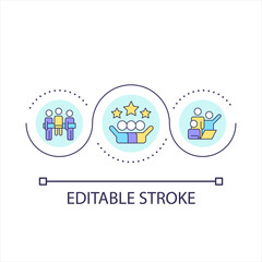 Teamwork collaboration loop concept icon. Friendly work environment. Supportive relations at workplace abstract idea thin line illustration. Isolated outline drawing. Editable stroke. Arial font used