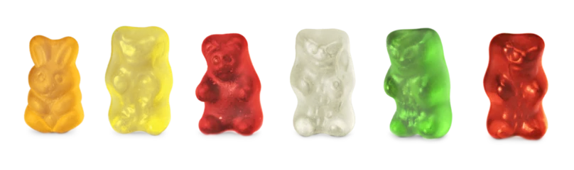 Foto op Plexiglas Childhood and jelly bears candies isolated on white background © BillionPhotos.com