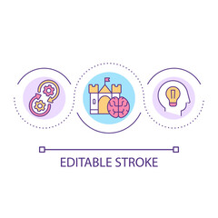 Palace memory method loop concept icon. Loci technique. Memorization trick. Brain training abstract idea thin line illustration. Isolated outline drawing. Editable stroke. Arial font used