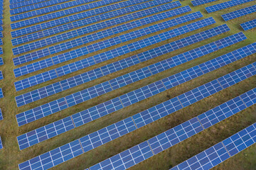 Solar panels aerial view