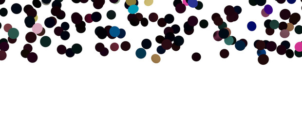 Colorful assorted confetti with serpentine on white