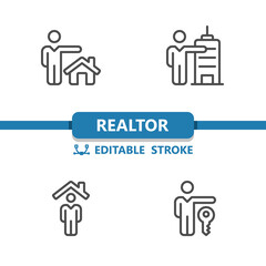 Realtor Icons. Real Estate Agent, Home Owner, House Icon