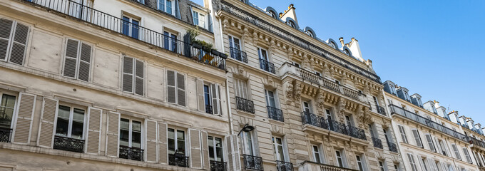 Paris, luxury parisian facade in the 6e arrondissement, a chic district in the center
 - obrazy, fototapety, plakaty