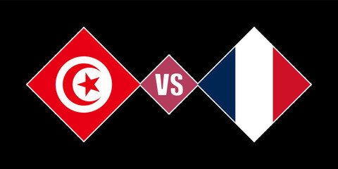 Tunisia vs France flag concept. Vector illustration.