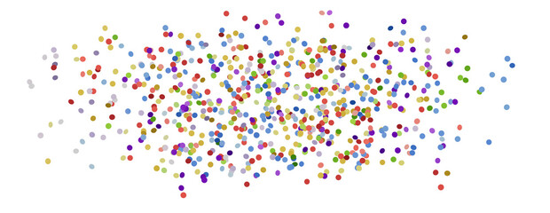 Colorful assorted confetti with serpentine on white