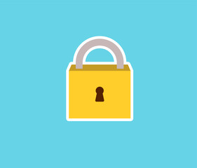 padlock secure sticker design isolated