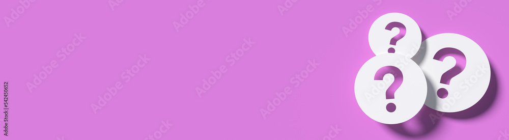 Poster question mark in front of a red color wall background. business support concept - 3d rendering.