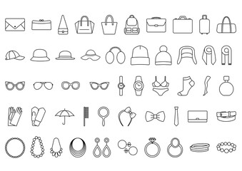 Accessories line icons isolated PNG
