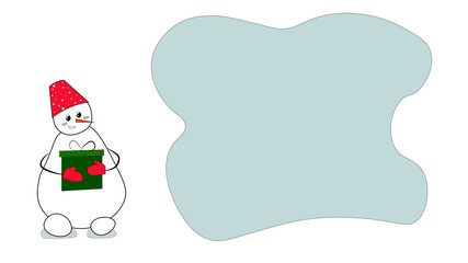 New Year's illustration. winter illustration. snowman, gift, Christmas tree. greeting card, banner, vector illustration