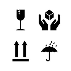 Fragile symbols set packaging mark icons isolated PNG