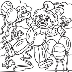 Mardi Gras Clown Balloon Coloring Page for Kids